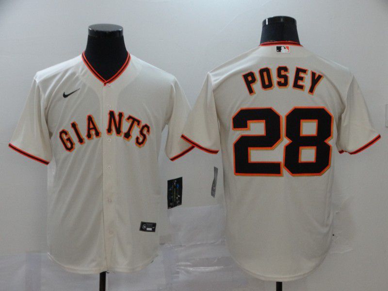 Men San Francisco Giants #28 Posey Cream Nike Game MLB Jerseys